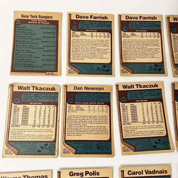 Vtg Lot of 28 1977-78 O Pee Chee New York Rangers NHL Hockey Cards Damaged - Picture 12 of 16